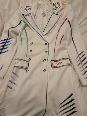 New York & Company White dress with Multicolor Painted Accents